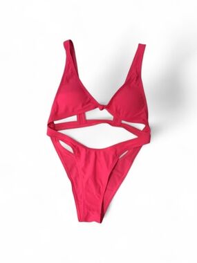 NWT Hot Pink Cut-Out Knotted Brazilian Swimsuit - S